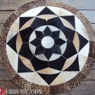 642 COWHIDE HAIR-ON LEATHER PATCHWORK RUG 48IN DIA