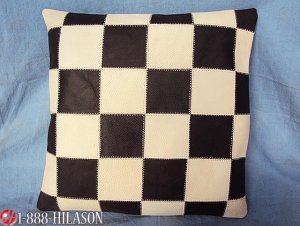 PL349 Smooth Leather PatchWork Cushion Pillow Cover