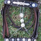PA454 WESTERN SHOW TACK HORSE BRIDLE HEADSTALL WITH REINS