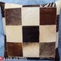 PL365 Cowhide Leather Hair-On PatchWork Cushion Pillow Cover
