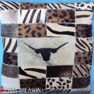 PL414 Cowhide Leather Hair-On PatchWork Cushion Pillow Cover