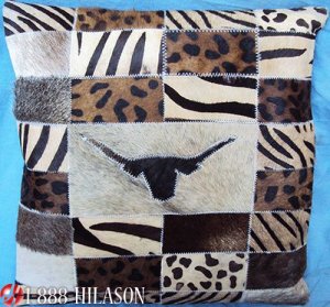 PL414 Cowhide Leather Hair-On PatchWork Cushion Pillow Cover