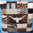 PL420 Cowhide Leather Hair-On PatchWork Cushion Pillow Cover