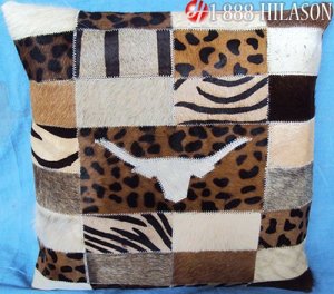 PL420 Cowhide Leather Hair-On PatchWork Cushion Pillow Cover