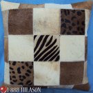 PL379 Cowhide Leather Hair-On PatchWork Cushion Pillow Cover