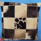 PL382 Cowhide Leather Hair-On PatchWork Cushion Pillow Cover