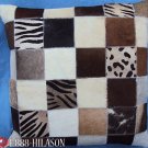 PL383 Cowhide Leather Hair-On PatchWork Cushion Pillow Cover