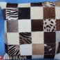 PL383 Cowhide Leather Hair-On PatchWork Cushion Pillow Cover