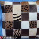 PL384 Cowhide Leather Hair-On PatchWork Cushion Pillow Cover