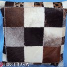 PL392 Cowhide Leather Hair-On PatchWork Cushion Pillow Cover