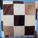 PL356 Cowhide Leather Hair-On PatchWork Cushion Pillow Cover
