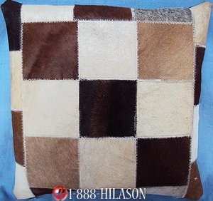 PL356 Cowhide Leather Hair-On PatchWork Cushion Pillow Cover