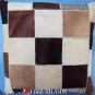 PL356 Cowhide Leather Hair-On PatchWork Cushion Pillow Cover