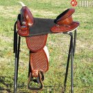 AW110B Hilason Treeless Western Trail Barrel Saddle 17