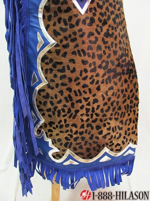 566 BULL RIDING CHEETAH HAIR ON LEATHER RODEO CHAPS