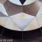 640 COWHIDE HAIR-ON LEATHER PATCHWORK RUG 48IN DIA