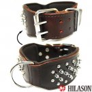 DC103 Brown Leather Spiked Studded Dog collar Sz- MED