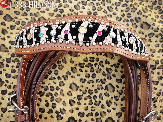 WESTERN TACK ZEBRA PRINT LEATHER BRIDLE BREAST COLLAR