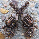 CN023F- 2 CROSS GUN SHOOTING RHINESTONE  CRYSTAL CONCHOS BLING HEADSTALL TACK