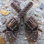 CN023F- 2 CROSS GUN SHOOTING RHINESTONE CRYSTAL CONCHOS BLING HEADSTALL TACK