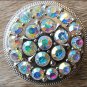 CN043F- 2 AB CRYSTALS ROUND CONCHOS RHINESTONE HEADSTALL TACK BLING COWGIRL