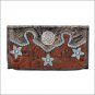 AMERICAN WEST LEATHER DESERT WILDFLOWER LADIES TRI-FOLD PURSE WALLET W/ CONCHO