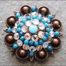 CN062F- 4 TURQUOISE CLEAR RHINESTONE CRYSTAL CONCHOS BLING HEADSTALL TACK