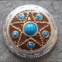 CN064F- 2 TURQUOISE STAR ANTIQUE RHINESTONE CONCHOS ROUND BLING HEADSTALL TACK