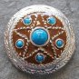 CN064F- 2 TURQUOISE STAR ANTIQUE RHINESTONE CONCHOS ROUND BLING HEADSTALL TACK