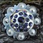 CN015F- 2 PURPLE RHINESTONE BERRY CONCHOS CRYSTALS HEADSTALL TACK COWGIRL