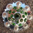 CN018F- 1 GREEN RHINESTONE BERRY CONCHOS CRYSTALS HEADSTALL TACK COWGIRL 1.5INCH