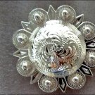 CN050F- 1 SILVER ENGRAVED ROUND BERRY CONCHOS SADDLE HEADSTALL HORSE TACK 1.5IN