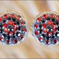 CN033F- 2 RED BLACK RHINESTONE BERRY CONCHOS CRYSTALS HEADSTALL TACK COWGIRL