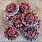 CN033F- 2 RED BLACK RHINESTONE BERRY CONCHOS CRYSTALS HEADSTALL TACK COWGIRL