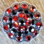 CN033F- 2 RED BLACK RHINESTONE BERRY CONCHOS CRYSTALS HEADSTALL TACK COWGIRL