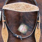 F-PA327-HS HILASON WESTERN LEATHER HAND TOOLED HORSE BRIDLE HEADSTALL N002