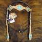 NEW HILASON HORSE BRIDLE HEADSTALL BREAST COLLAR WESTERN LEATHER W/ CONCHO S84