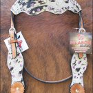 HILASON WESTERN HAIR ON COWHIDE LEATHER HORSE BRIDLE HEADSTALL RHINESTONE HS367S