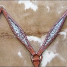 NEW EAGLE FLORAL EMBOSSED ITALIAN LEATHER INLAY WESTERN HORSE BREAST COLLAR - S