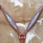 NEW EAGLE FLORAL EMBOSSED ITALIAN LEATHER INLAY WESTERN HORSE BREAST COLLAR - S