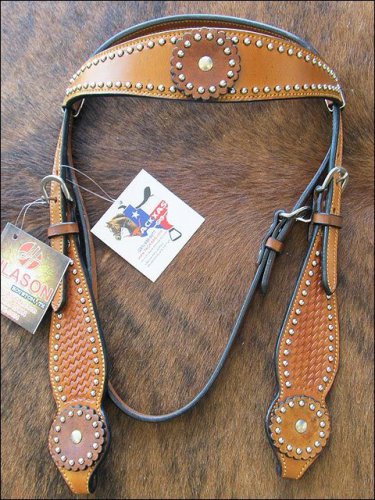 F-PA384-HS HILASON WESTERN LEATHER HAND TOOLED HORSE TACK BRIDLE HEADSTALL