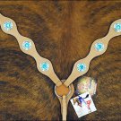 NEW HILASON HORSE BREAST COLLAR WESTERN LEATHER W/ BLING CONCHO S06