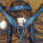 HILASON WESTERN LEATHER HORSE BRIDLE HEADSTALL BREAST COLLAR BLACK TURQUOISE S21