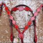 HILASON LEATHER HORSE BRIDLE HEADSTALL BREAST COLLAR WESTERN TACK MAHOGANY 308MS