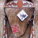 F-PA315-HS HILASON WESTERN HAND PAINTED INLAY LEATHER HORSE BRIDLE HEADSTALL N03