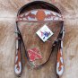 F-PA315-HS HILASON WESTERN HAND PAINTED INLAY LEATHER HORSE BRIDLE HEADSTALL N03