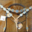 NEW HILASON LEATHER HORSE BRIDLE HEADSTALL BREAST COLLAR WESTERN TACK W/ CONCHO