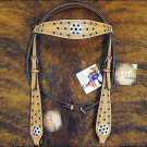 NEW HILASON WESTERN LEATHER HORSE BRIDLE HEADSTALL  W/ BLING CONCHO S96