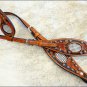 WESTERN LEATHER BLING RHINESTONE INLAY ONE EAR HORSE HEADSTALL BREAST COLLAR - S
