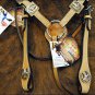 NEW HILASON HORSE HEADSTALL BREAST COLLAR WESTERN LEATHER W/ HORSESHOE CONCHO N4